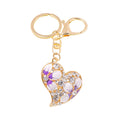 Enamel Flower Heart Keychain Rhinestone Metal Charm view 5