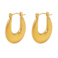 Thick U Shape Hoop Earrings Stainless Steel Gold Steel Tone view 5