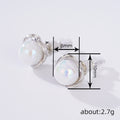 White Metal Wire Wrap Round Moonstone Look Stud Earrings view 4