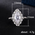 White Gold Tone Marquise Halo Crystal Ring Sizes 6-10 view 5