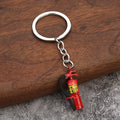 Red Fire Extinguisher Keychain, 2 Miniature Hose Designs view 4