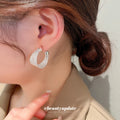 Wide Crystal Hoop Earrings in Gold and Silver Tone view 4