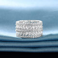 Silver Full Pavé Floral Leaf Wide Band CZ Ring Sizes 6-10 view 3