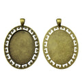 Open Heart Edge Oval Cabochon Pendant Trays in Two Finishes view 2