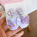 Purple Floral Butterfly Statement Stud Earrings Statement Jewelry view 4