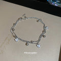 Dual Chain Heart Pendant Bracelet Gold Silver 2 Colors view 4