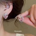 Pink Strawberry Crystal Stud Earrings Fashion Jewelry view 4