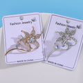 Rhinestone Flower Stem Brooch AB Crystal Gold Silver Pin view 3