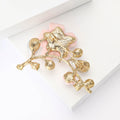Floral Branch Crystal Brooch in Detailed Metal and Crystal Design view 3