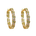 Gold Tone Multicolor Clear Stone Oval Hoop Earrings For Women view 5