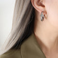Twisted C-Shape Stud Hoop Earrings Gold Steel Tone Pair view 6