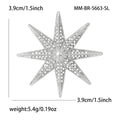 Eight Point Crystal Starburst Brooch in Silver or Gold Tone view 5