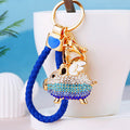 Gradient Crystal Winged Pig Keychains in Plain and Braided Loop Options view 3