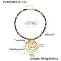 Gold Hammered Charm Silk Scarf Necklaces Starfish Circles Pearls view 6