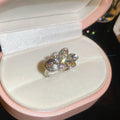 Leaf Crystal Open Rings Silver Clear Gold Iridescent Two view 6