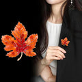 Red Gold Tone Maple Leaf Crystal Enamel Five Designs Metal Brooch Pin view 4