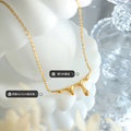 Melting Lava Drip Bar Pendant Necklace Gold Steel Rose view 2