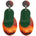 Layered Oval Resin Drop Earrings in Four Colorways view 5
