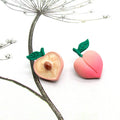 Realistic Peach Half Asymmetric Novelty Stud Earrings view 3