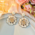 Six Color Woven Floral Round Statement Stud Earrings view 11