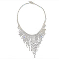 Silver Rhinestone Waterfall Fringe Bib Necklace Single Style view 5