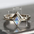 Silver Tone Rhombus Moonstone Look Stacking Ring Set Sizes 6-10 view 3