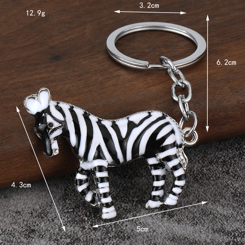 Cute Horse Zebra Zinc Alloy Animal Keychain Bag Charm