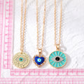 Gold and Silver Tone Heart and Geometric Evil Eye Pendant Necklaces view 4