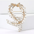 Crossed Wheat Bow Brooch Clear Marquise Silver or Gold view 2