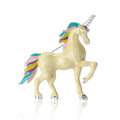 Rainbow Mane Unicorn Brooch with Polished Metal and Decorative Accents view 5