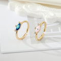 Gold Tone Blue and Pink Enamel Evil Eye Adjustable Rings view 1