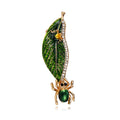 Green Leaf Crystal Enamel Metal Brooch Pin for Jackets and Lapels view 1