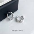 Silver Irregular Twisted Geometric Mini Hoop Earrings view 4