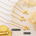 Gold Rose Steel Three Star Charm Station Necklace Chain view 2