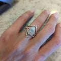 Pear-Shaped Clear Solitaire Layered Frame Statement Ring Silver Tone view 2