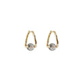Gold Mini Huggie Hoop Side Set Clear Crystal Earrings view 5