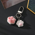 Flocked Cat Paw Dual Charm Keychain Five Color Options view 3