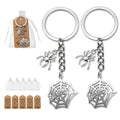 Silver Spider Web Metal Keychain Split Ring Chain Charm view 1