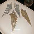 Silver Tone Crystal Waterfall Fringe Stud Earrings view 4