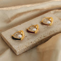 Gold Heart Hoop Earrings Pearl Crystal Enamel Colors view 2