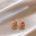 Gold Tone Square Multicolor Crystal Hook Earrings Fashion Jewelry view 6