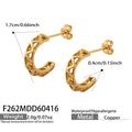 Gold Openwork Lattice C-Shape Hoop Earrings Copper Metal view 6