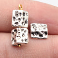 9x8.6x4.2mm 0.9g Antique Silver Zinc Alloy Hammered Square Flat Loose Metal Beads for Bracelet Making