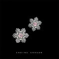 Silver Filigree Flower Stud Earrings Pink Cat Eye Centers view 4