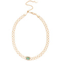 Lattice Mesh Green Halo Stone Necklace and Bracelet view 5