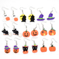 Miniature Halloween Pumpkin Ghost and Cat Hook Earrings view 5