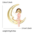 Gold-Tone Moon Girl Enamel Brooch In Blue And Pink view 7