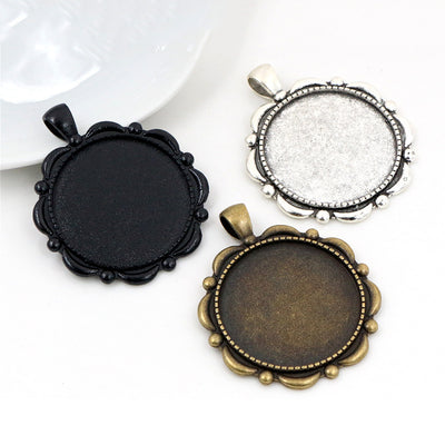 Front view of petal border pendant bezel blank finish options
