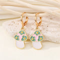 Gold Tone Enamel Flower Mushroom Huggie Drop Earrings in Six Colors view 10