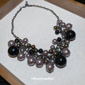 Gunmetal Chain Black Gray Pearl Cluster Statement Necklace view 2